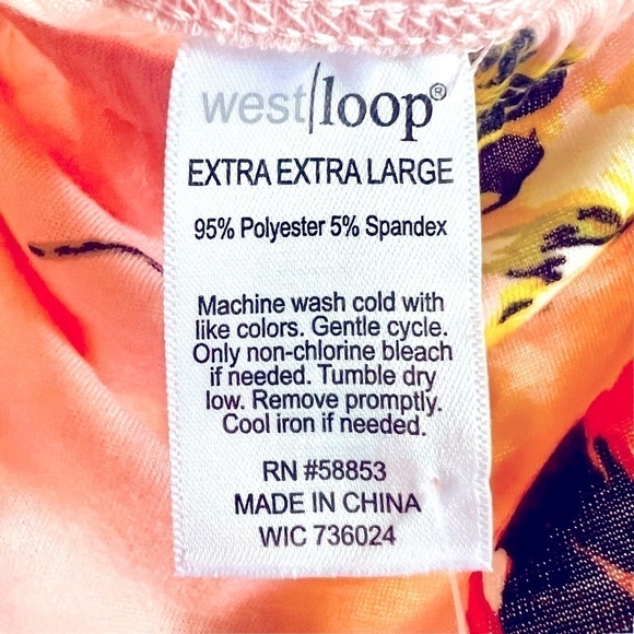 West Loop Pink Floral Off the Shoulder Dress Tunic Mini Stretchy Cottagecore XXL - Picture 7 of 10